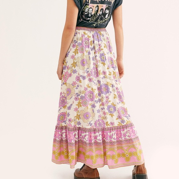 Boho Floral Purple Pink Midi Skirt - Picture 10 of 10
